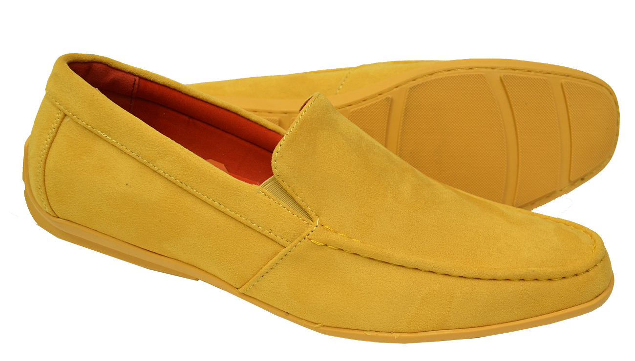 Tayno "Mirp" Golden Yellow Vegan Suede Moc Toe Driving Loafers